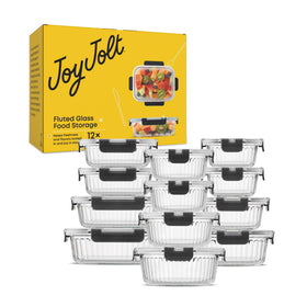 JoyJolt borosilicate round 21oz container keeps liquids secure and fresh.
