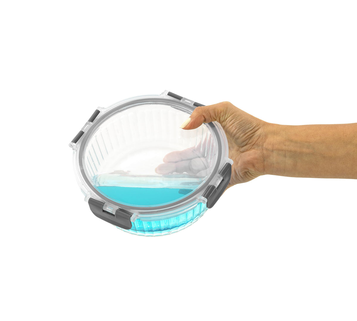 JoyJolt borosilicate round 32oz container for soups and batch meals.