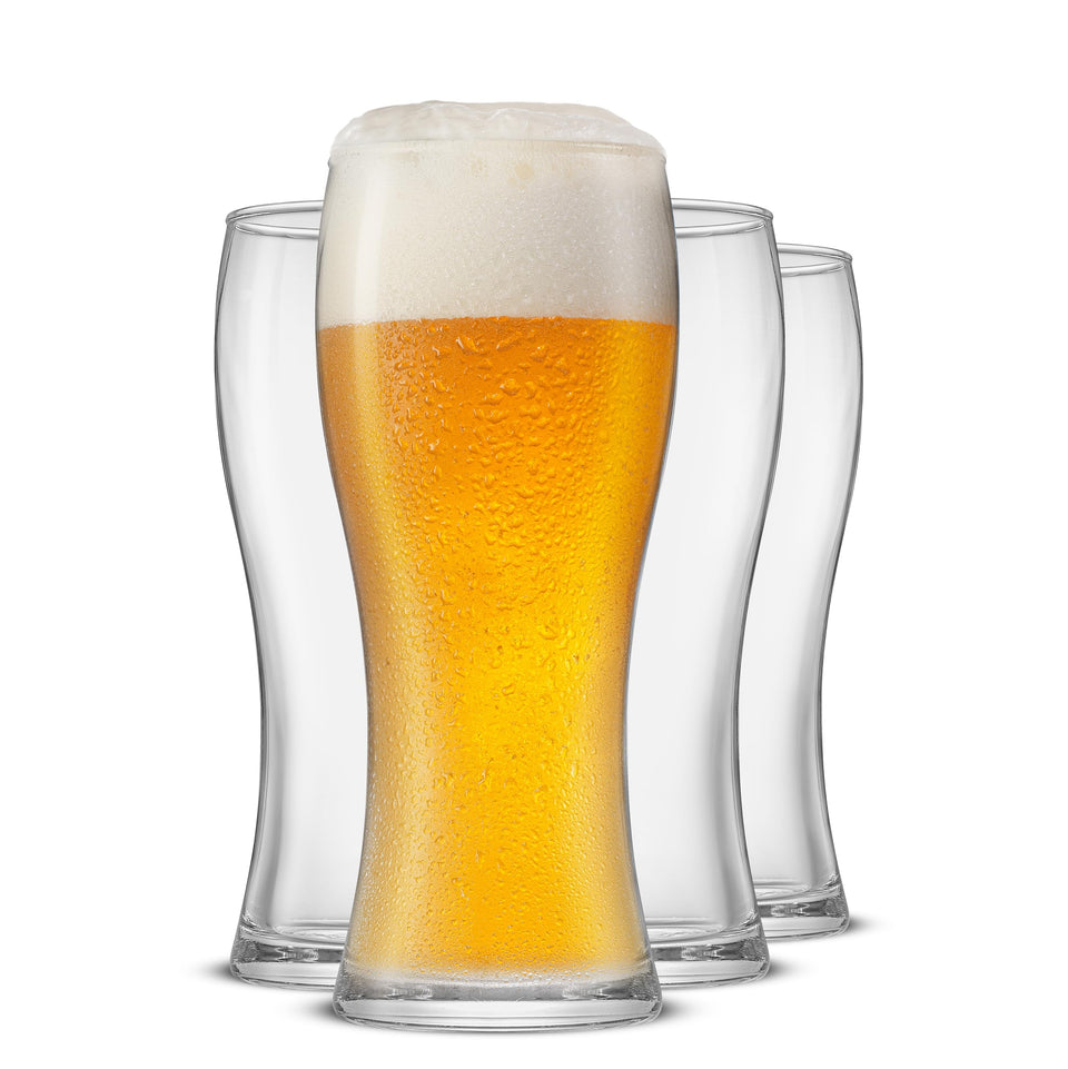 JoyJolt Callen 15.5oz pilsner glass front view highlights generous capacity for craft beers