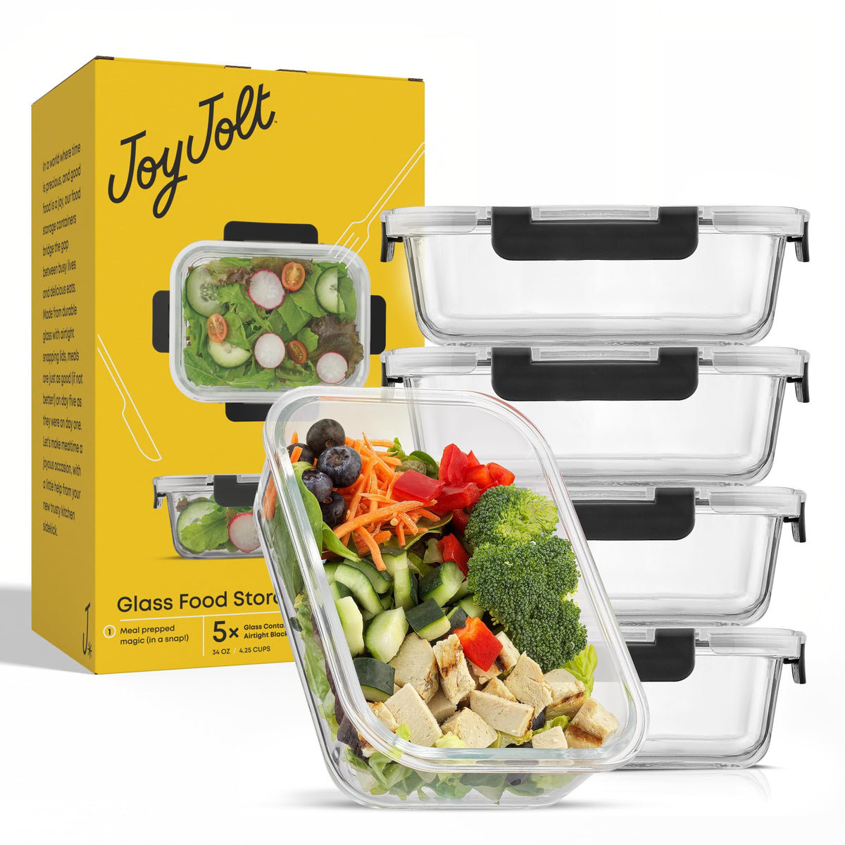 JoyJolt compact design stacks neatly in the fridge for easy access.