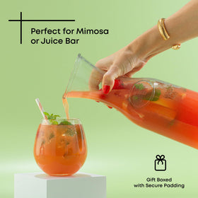 JoyJolt glass carafe large ice cubes compatibility for crisp drinks
