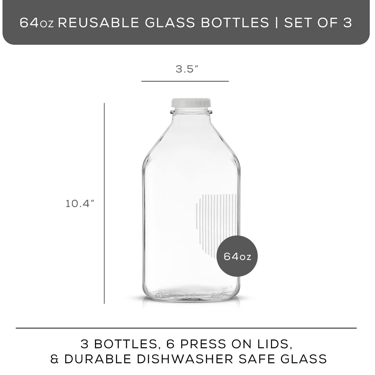 JoyJolt glass milk bottles with pourer, for smooth, controlled pours.