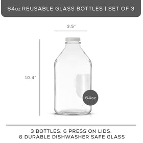 JoyJolt glass milk bottles with pourer, for smooth, controlled pours.