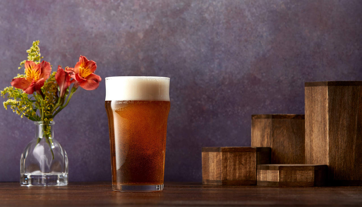 JoyJolt Grant 19oz beer glass neatly stacks for party setups
