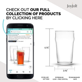JoyJolt Grant 19oz beer glass top view highlights broad bowl and tall feel