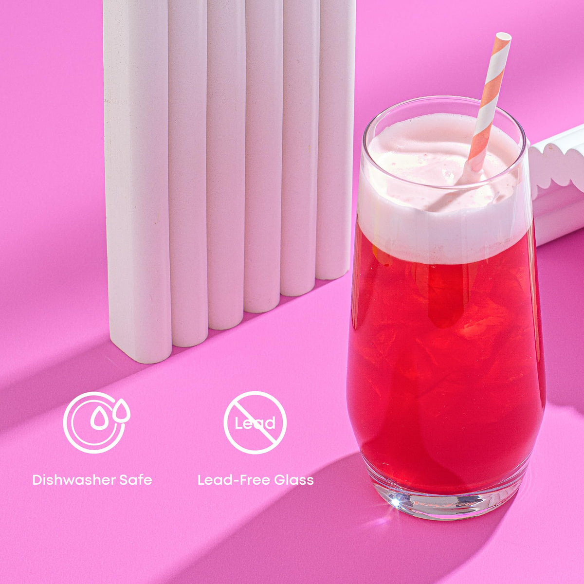 JoyJolt Gwen six-inch tall glasses look sturdy for daily use.