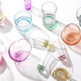 JoyJolt Hue 13oz tall highball glass highlights color while chilling drinks.