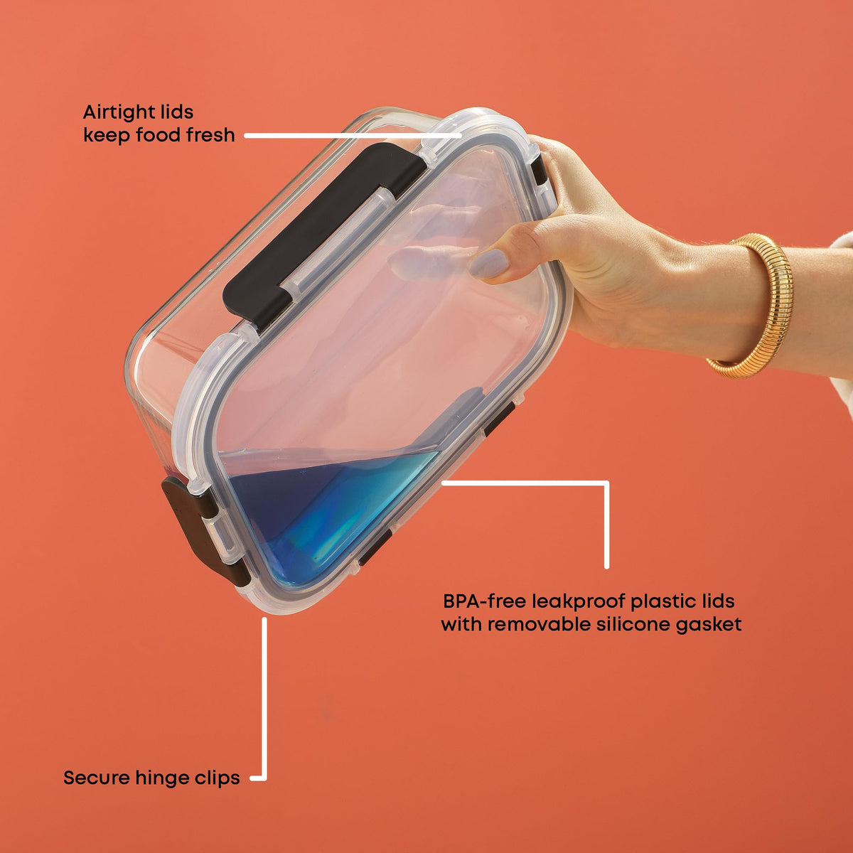 JoyJolt leakproof container fits sandwiches and salads for on-the-go meals.
