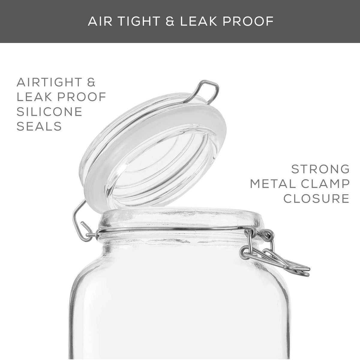 JoyJolt lid clamp closeup shows durable seal helping keep contents fresh.