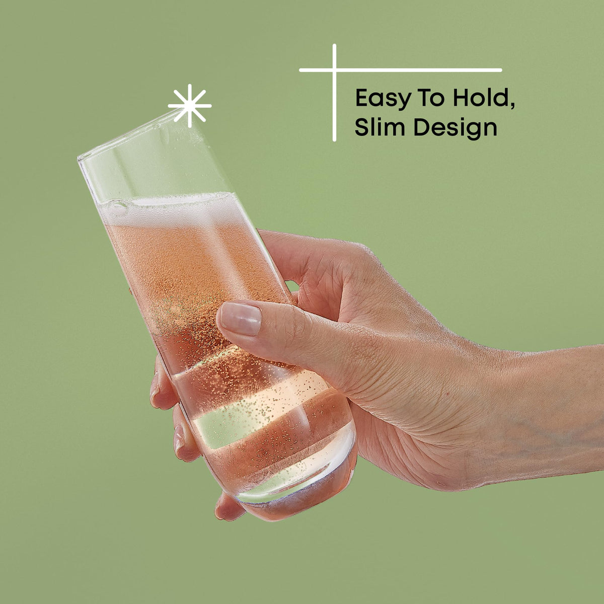 Durable crystal glass stands up to daily use.