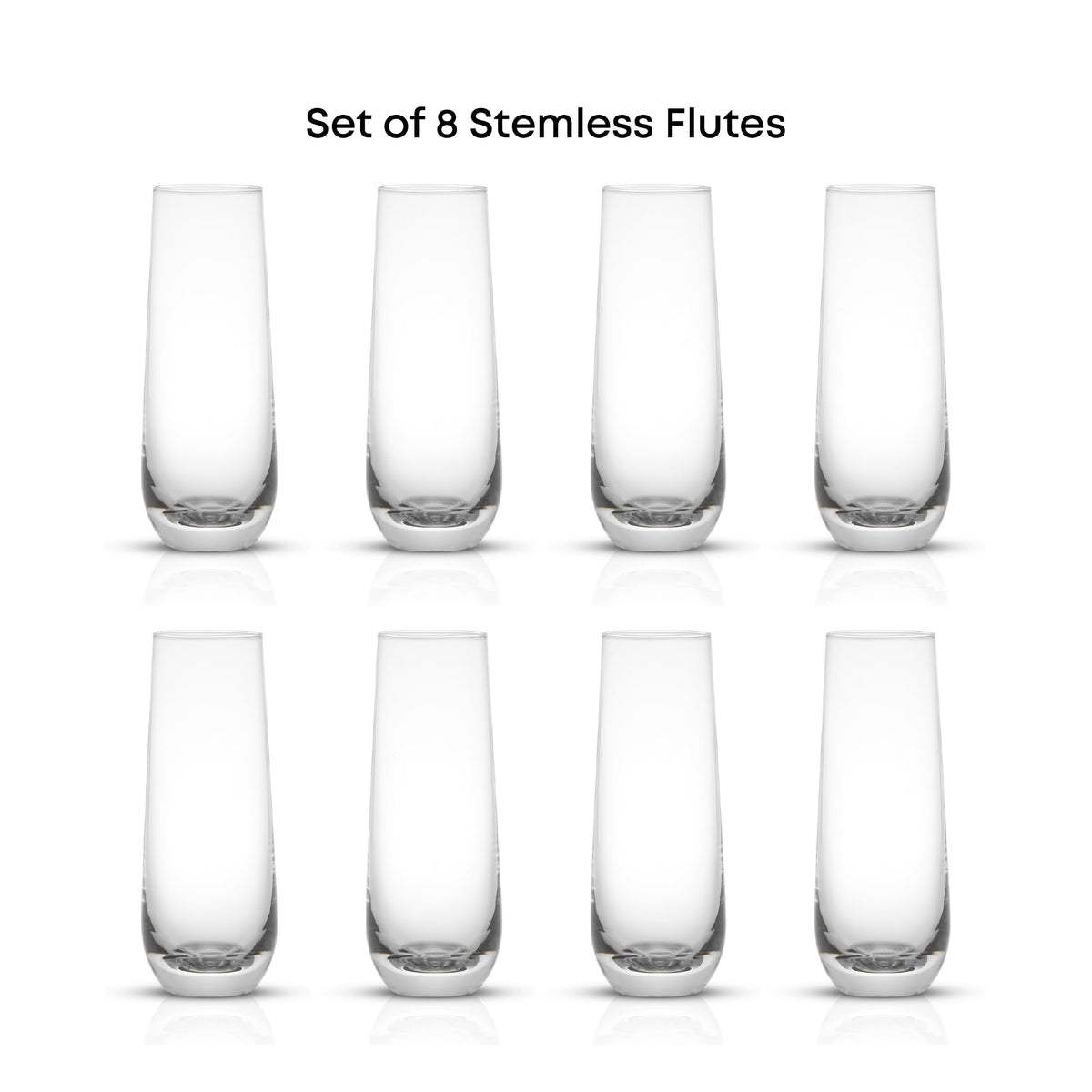 Milo stemless design minimizes drips and fits neatly on tabletops.