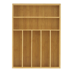 Natural bamboo finish with color options complements decor.