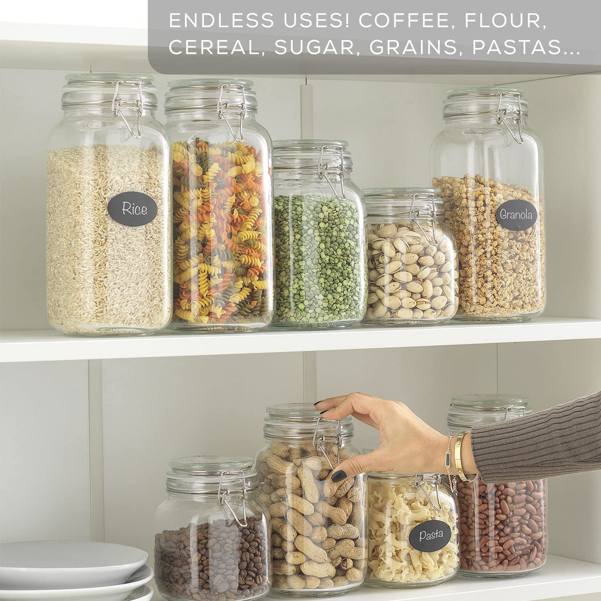 JoyJolt pantry storage glass jars for neat ingredients