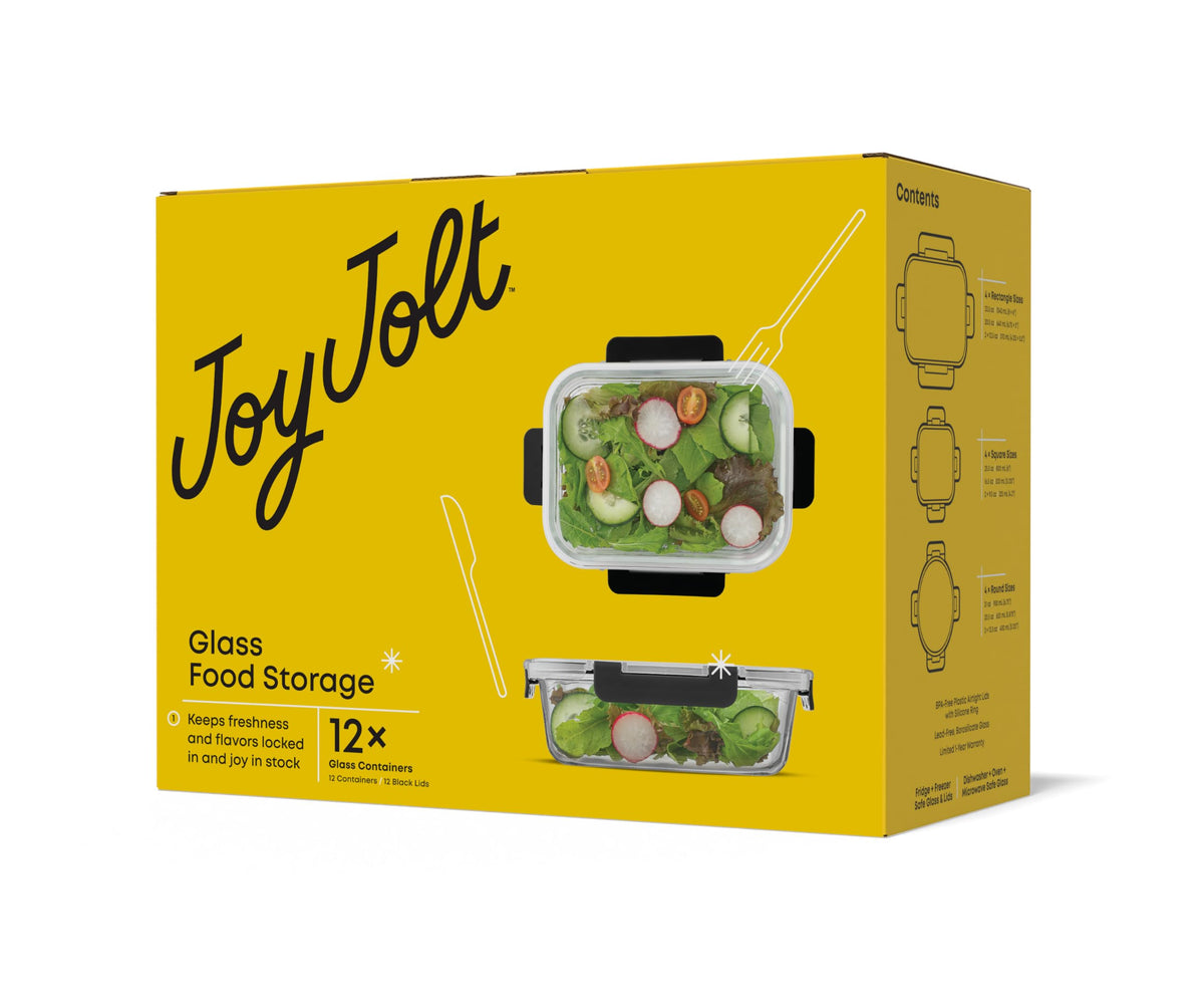 JoyJolt rectangular 21oz container ideal for compact lunches and organized fridge storage