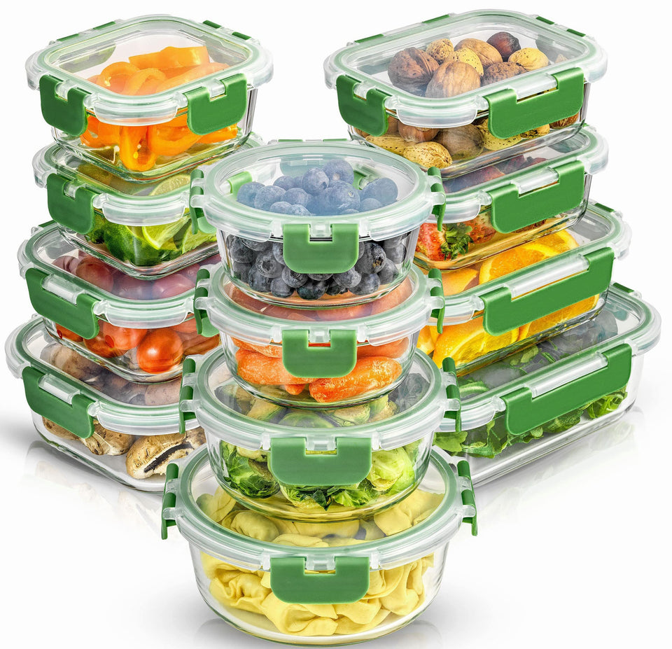 JoyJolt rectangular 35oz borosilicate container with airtight lid for meal prep