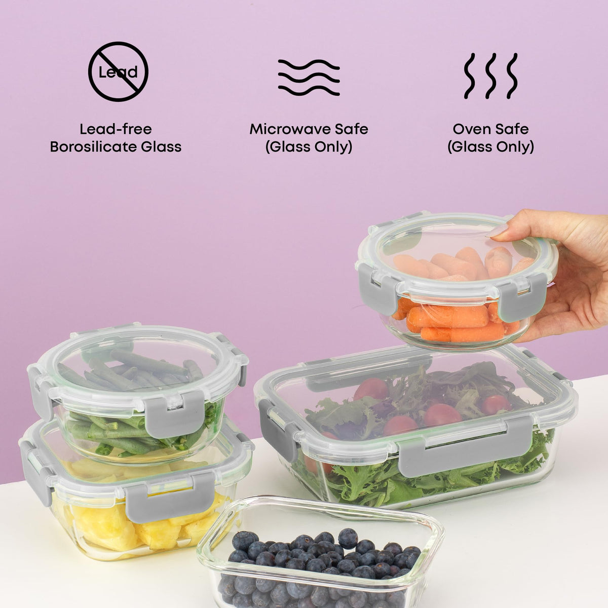 JoyJolt square 17.5oz container with lid, fridge ready