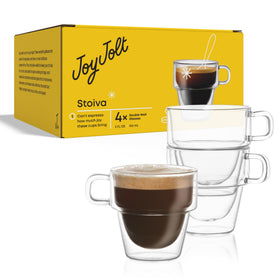 JoyJolt Stoiva set of four delivers stylish espresso service.