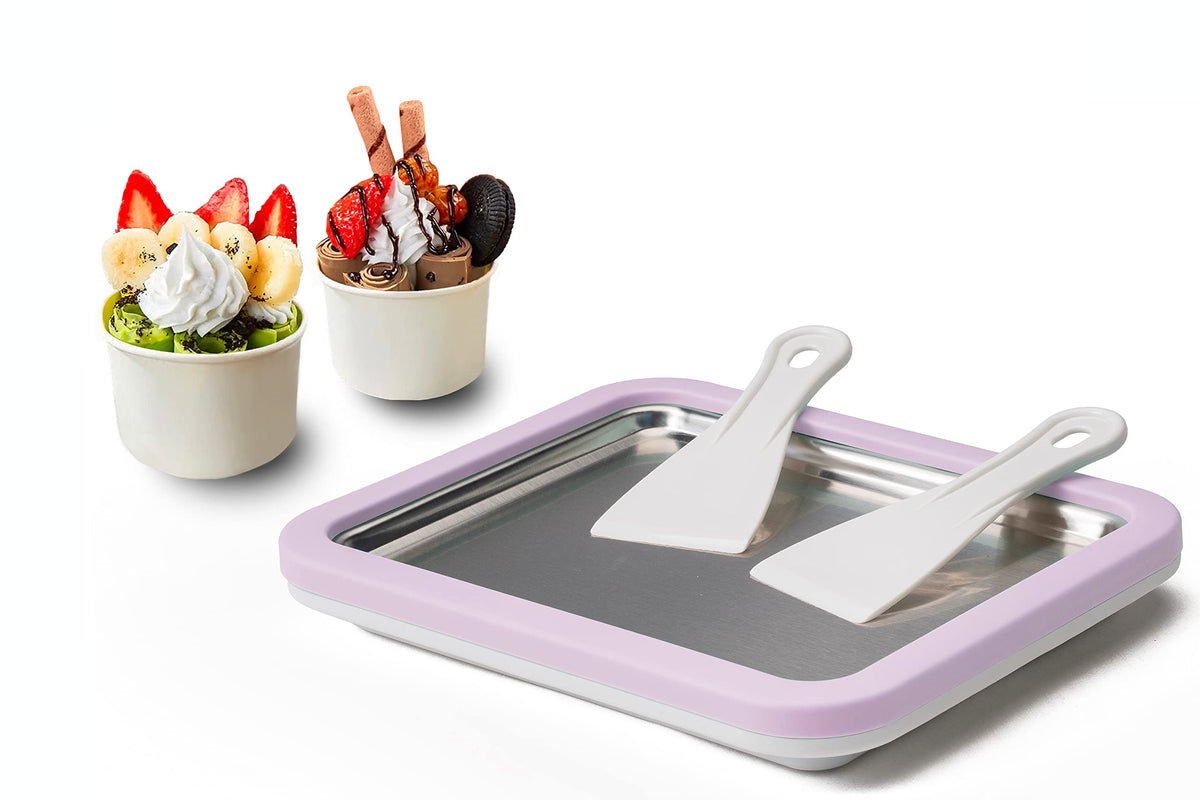 JoyMech Ice Cream Roll Maker front view in lavender, ready for home dessert nights.