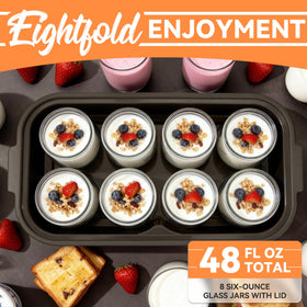 Dishwasher-safe glass jars of JoyMech Yogurt Maker simplify cleanup after batches.