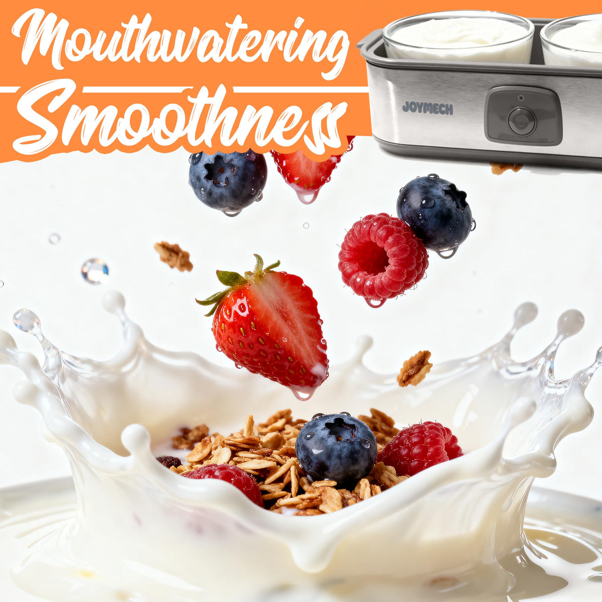 JoyMech yogurt maker even heating base for consistent results.