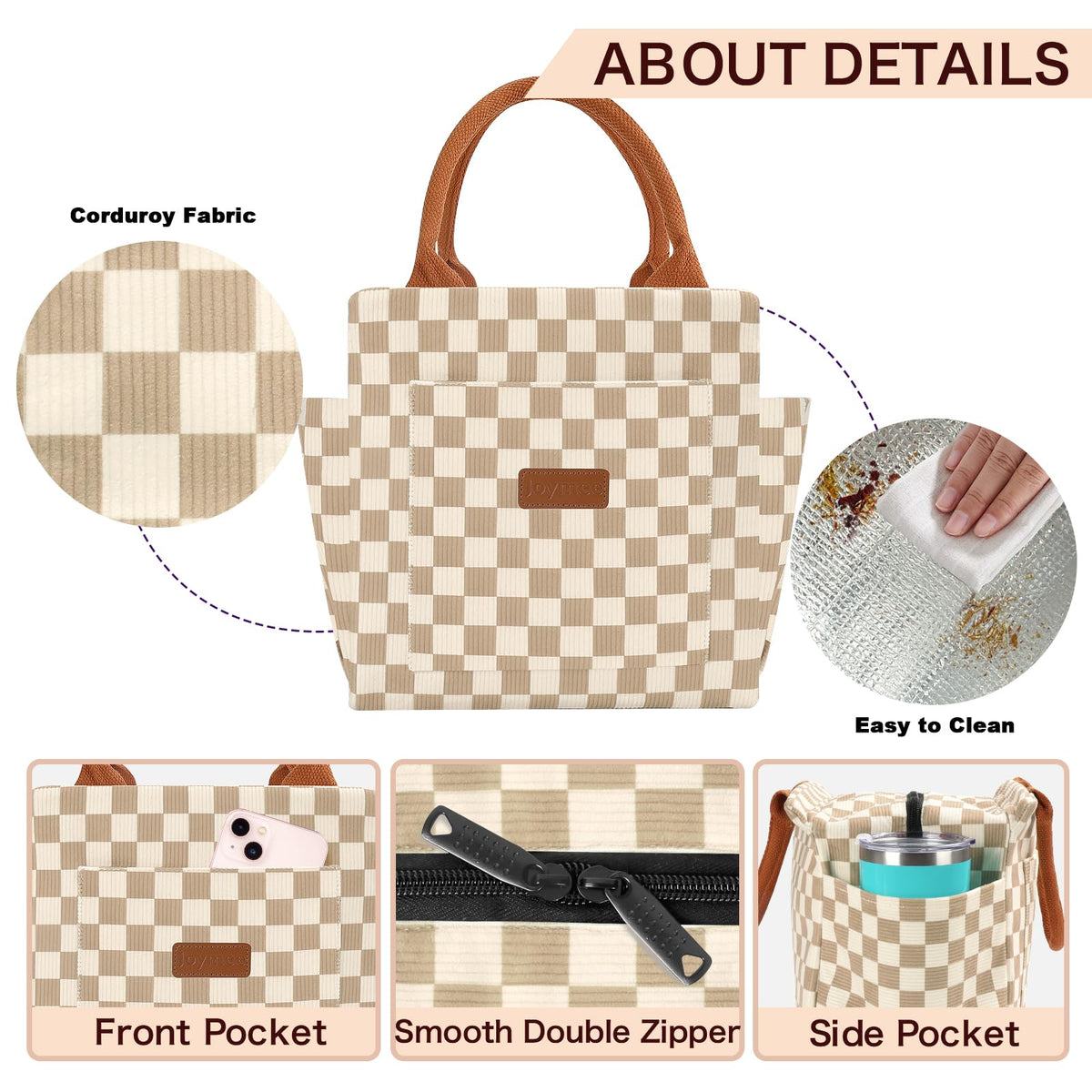 Joymee lunch bag soft-handle view highlights comfortable daily carry