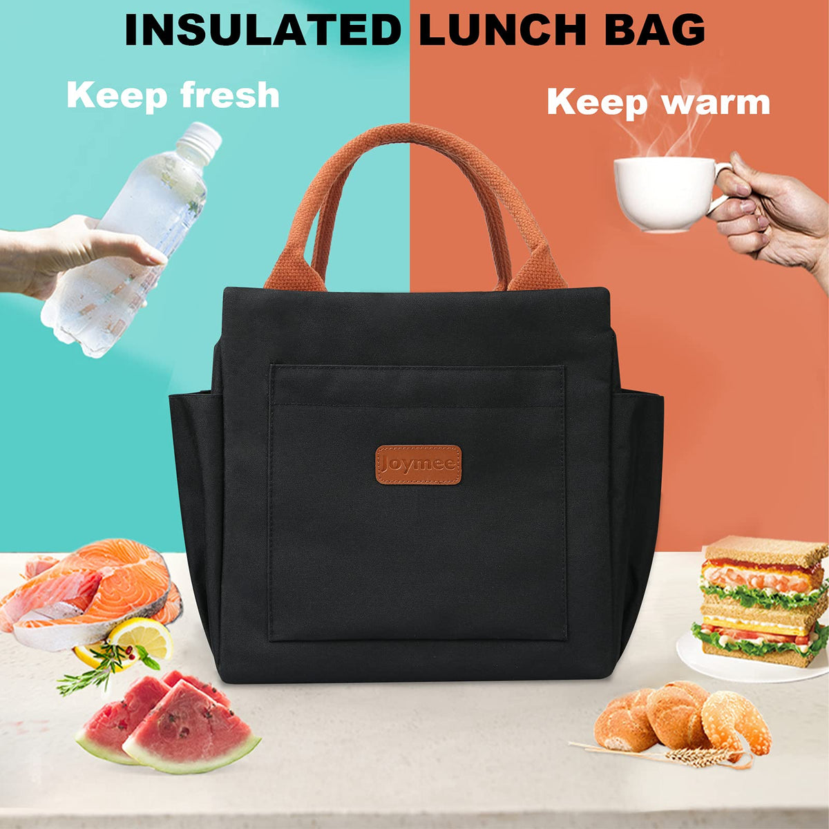 Joymee lunch bag collapsible design saves space when not in use.