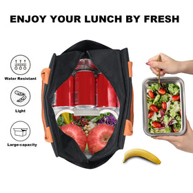 Joymee lunch bag front utensil pocket keeps cutlery organized.
