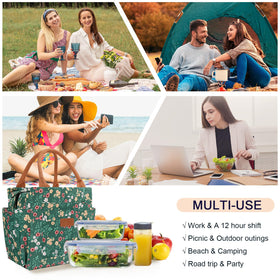 Joymee lunch bag large opening provides quick access to containers