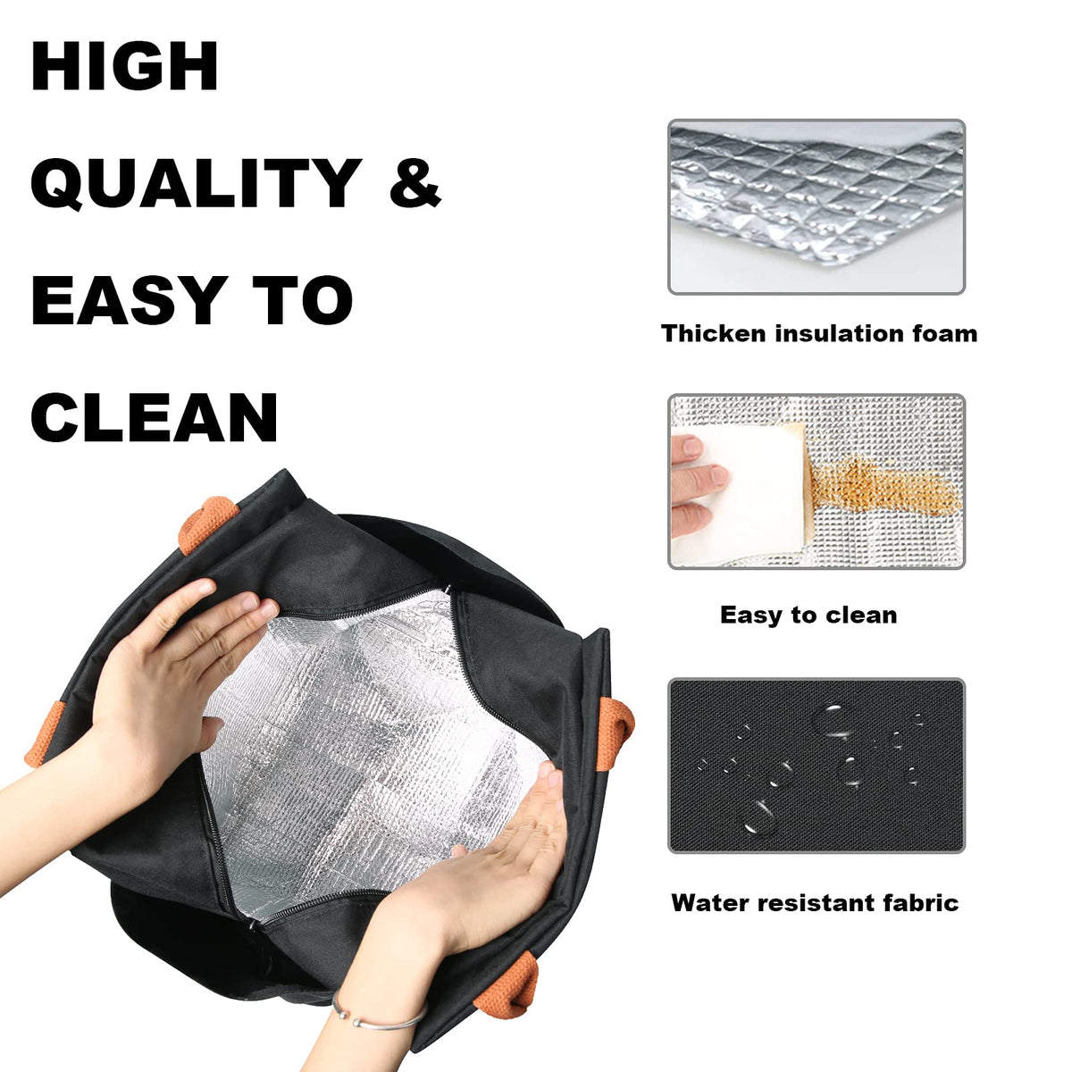 Joymee lunch bag side water bottle pocket provides convenient hydration.