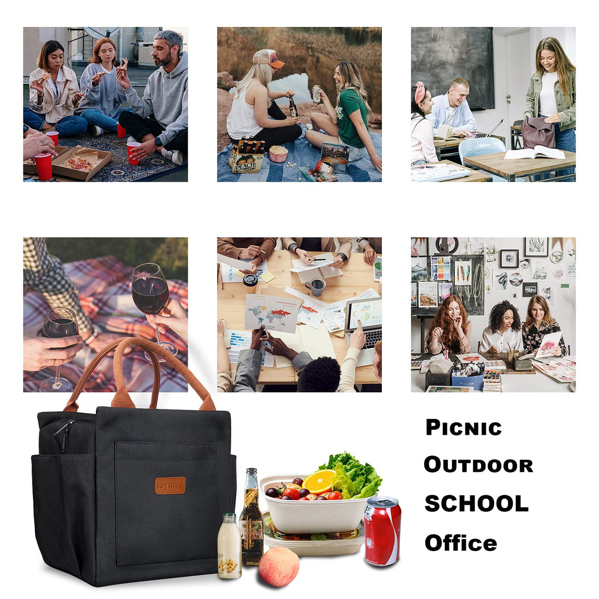 Joymee lunch bag ideal for work, picnics, travel and casual outings.