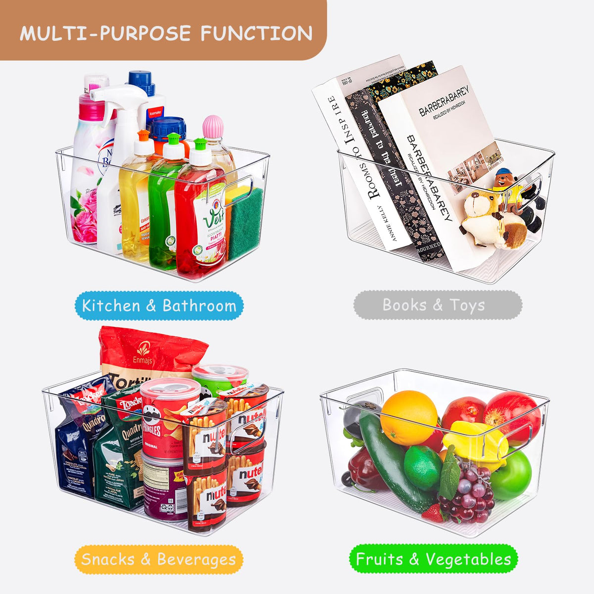 Joymeezo clear bin laundry storage keeps detergents organized.