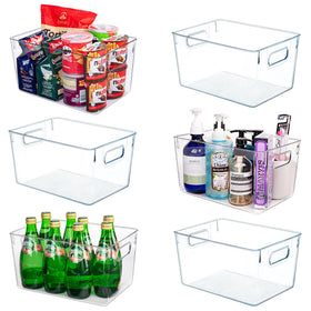 Joymeezo clear bin stackable pantry for easy snack organization.