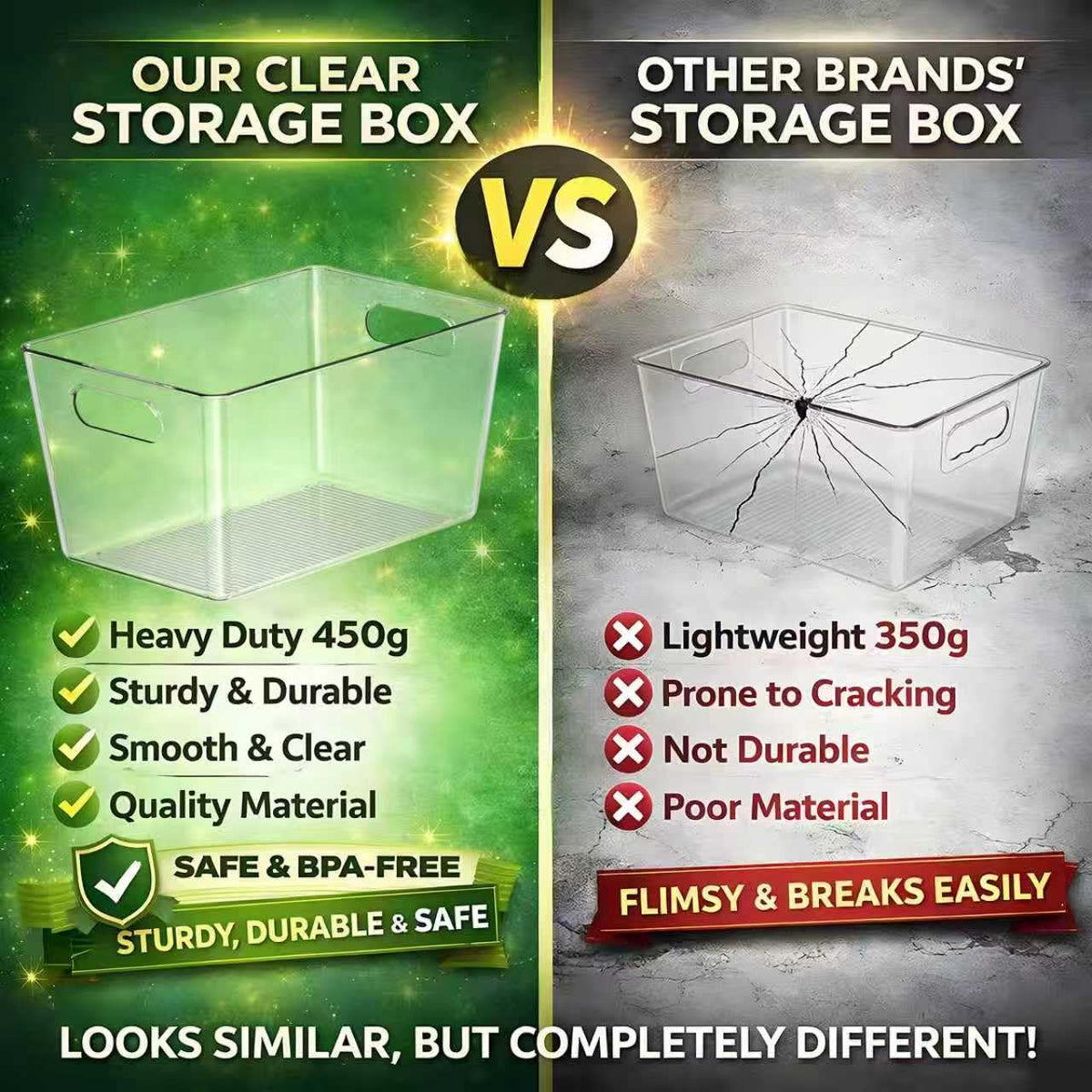 Joymeezo clear bin under-sink stores cleaning supplies neatly.