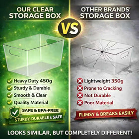 Joymeezo clear bin under-sink stores cleaning supplies neatly.