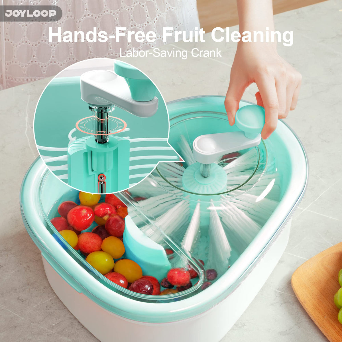 JOYMOOP JOYLOOP crank-and-wash design enables hands-free cleaning.