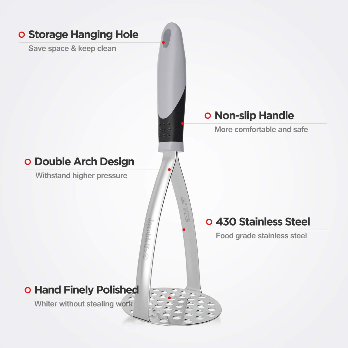 Joyoldelf dishwasher-safe masher for easy cleaning after use