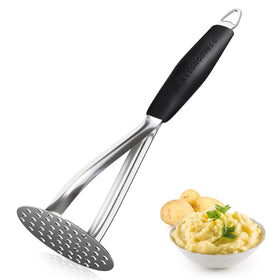 Joyoldelf heavy-duty potato masher with silicone handle for smooth mashing