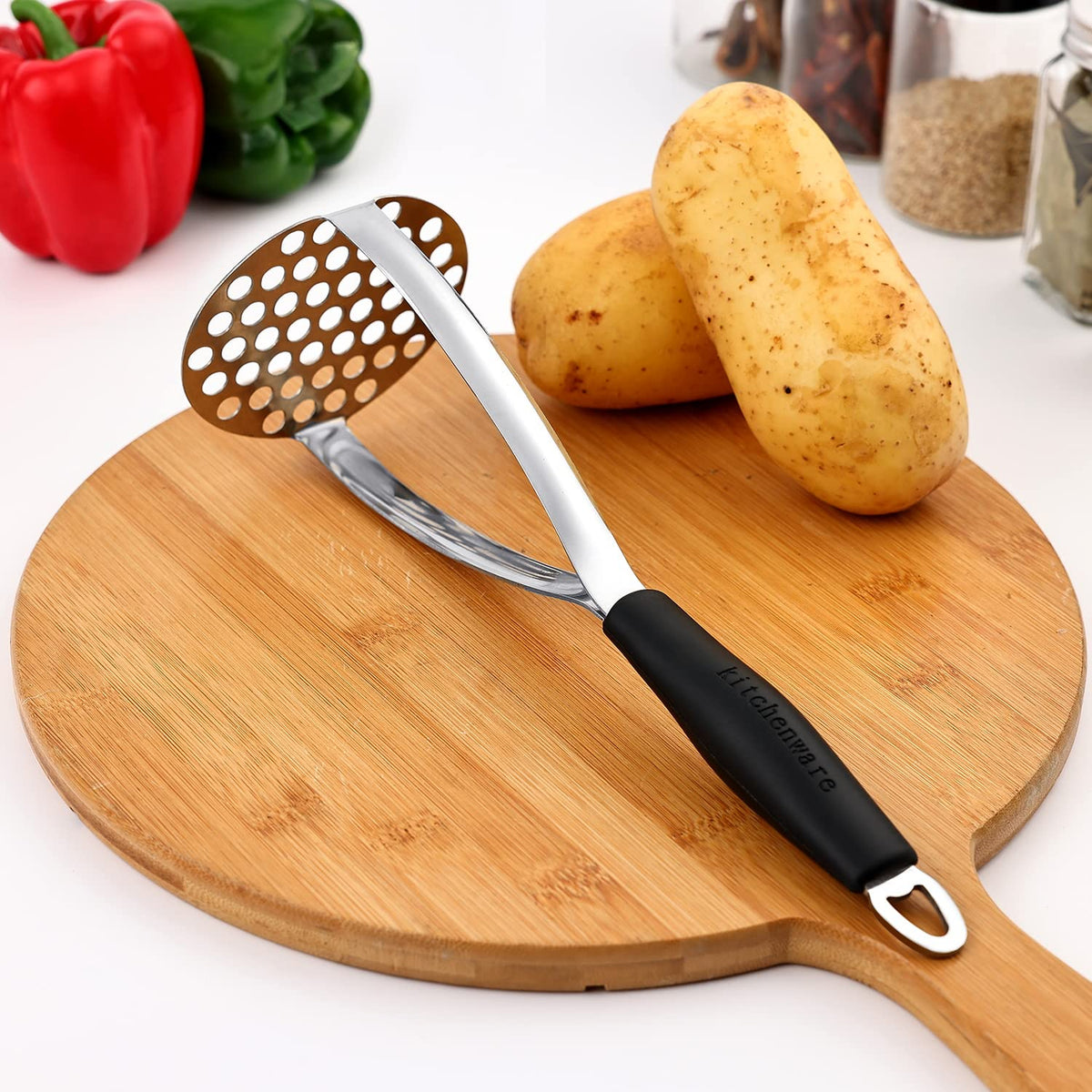 Joyoldelf potato masher handles beans and vegetables for flexible texture