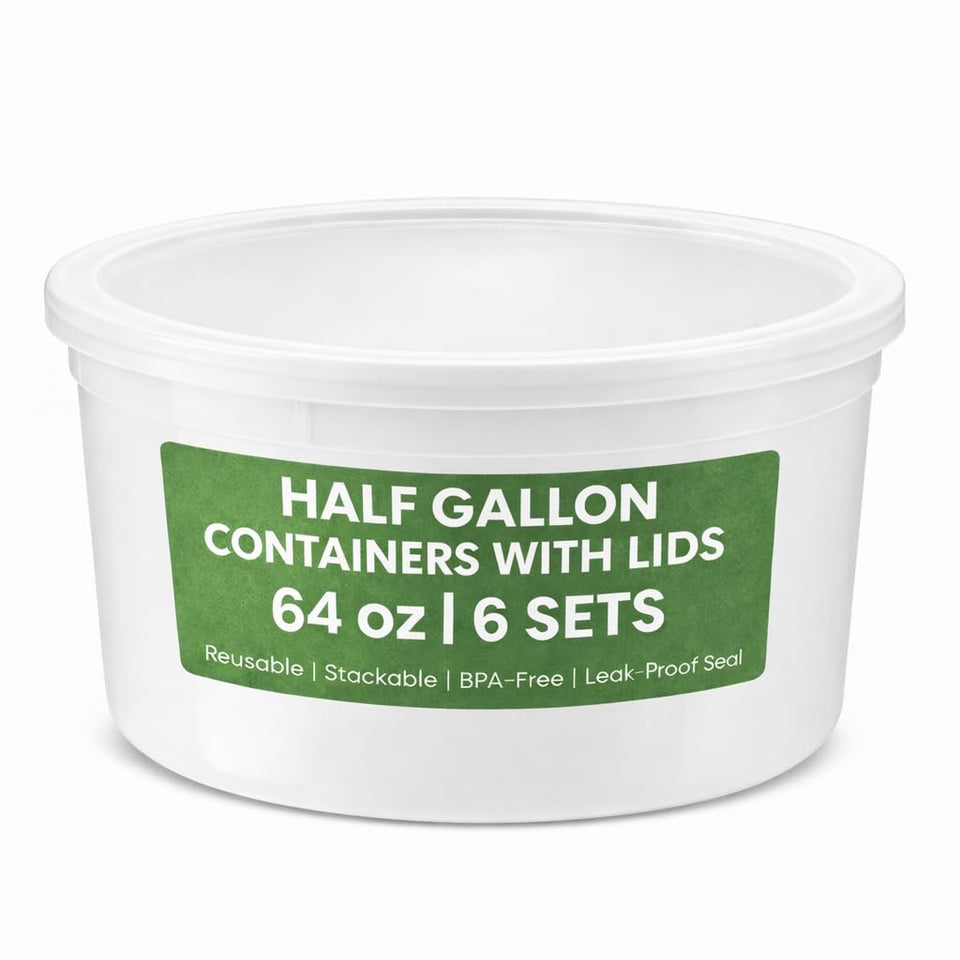 JoyServe 64 oz container with lid for spill-free fridge storage.