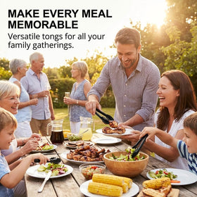 JoyServe black serving tongs, 9 inches, ideal for weddings, banquets and everyday use.