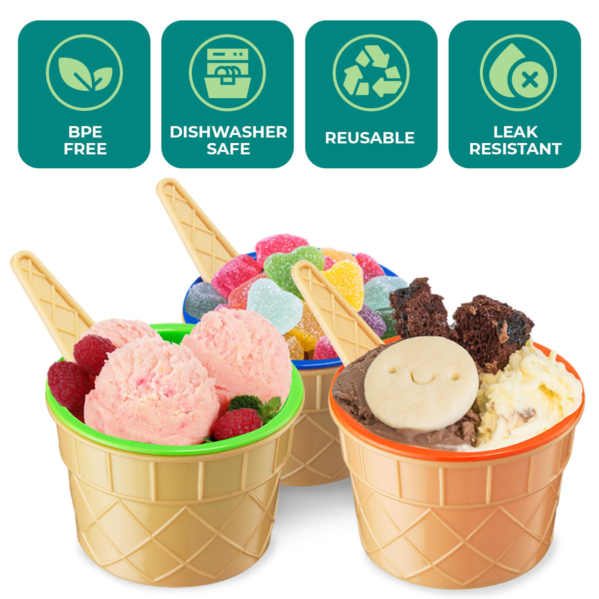 JoyServe colorful dessert cups arranged for a festive table