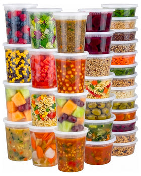 JoyServe deli containers in 8oz, 16oz, and 32oz for versatile meal prep