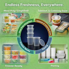 JoyServe freezer-safe deli container preserves meals for longer storage.