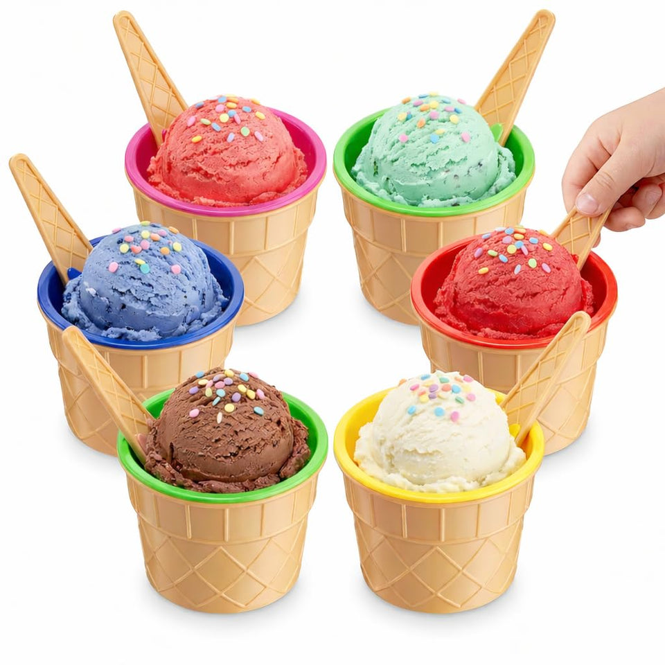 JoyServe ice cream bowls in a 12-pack offering bright colors for party desserts