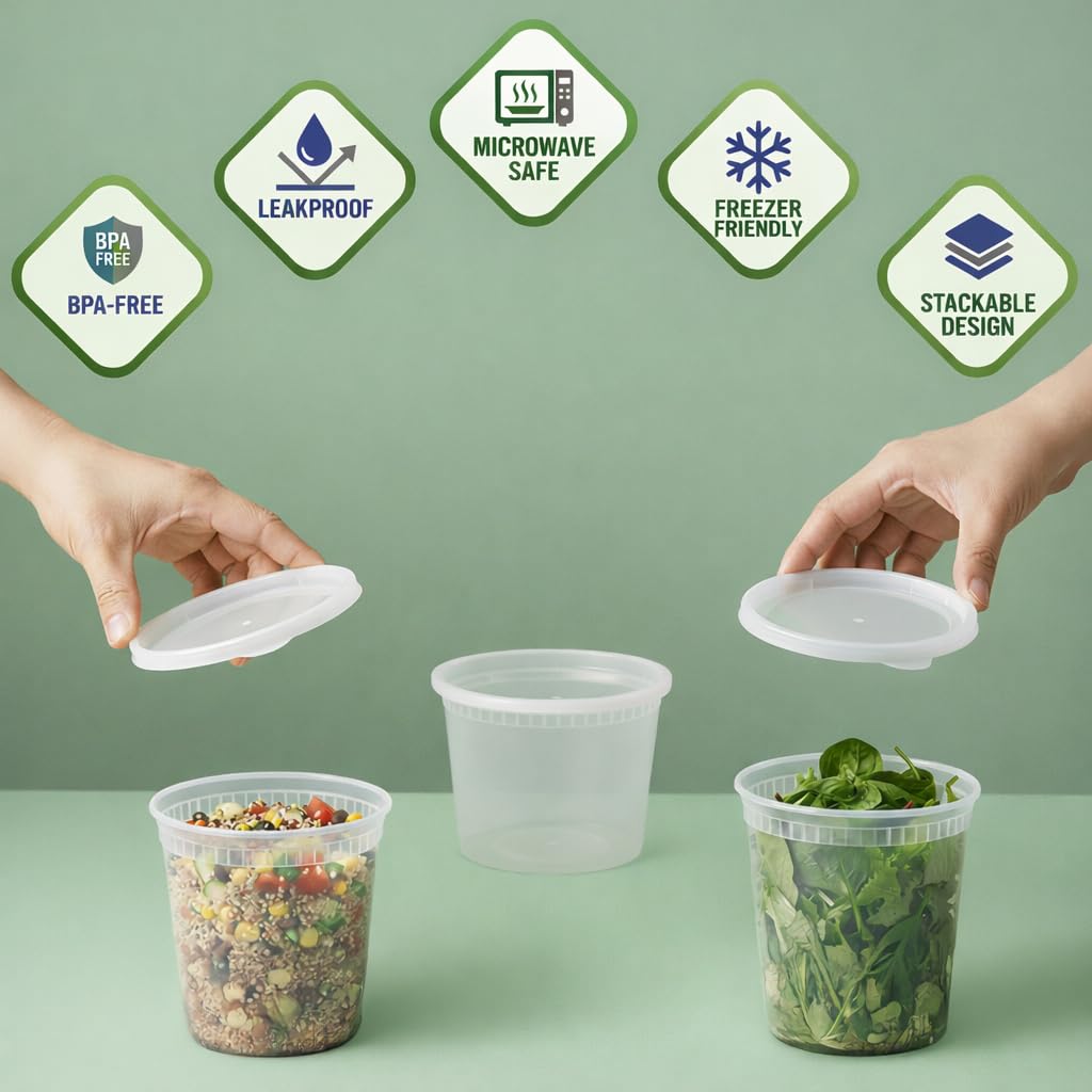 JoyServe leakproof lid on deli container prevents spills during transport.