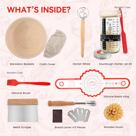 Joyyy 8.5-inch proofing basket displaying dough rise for uniform shaping.