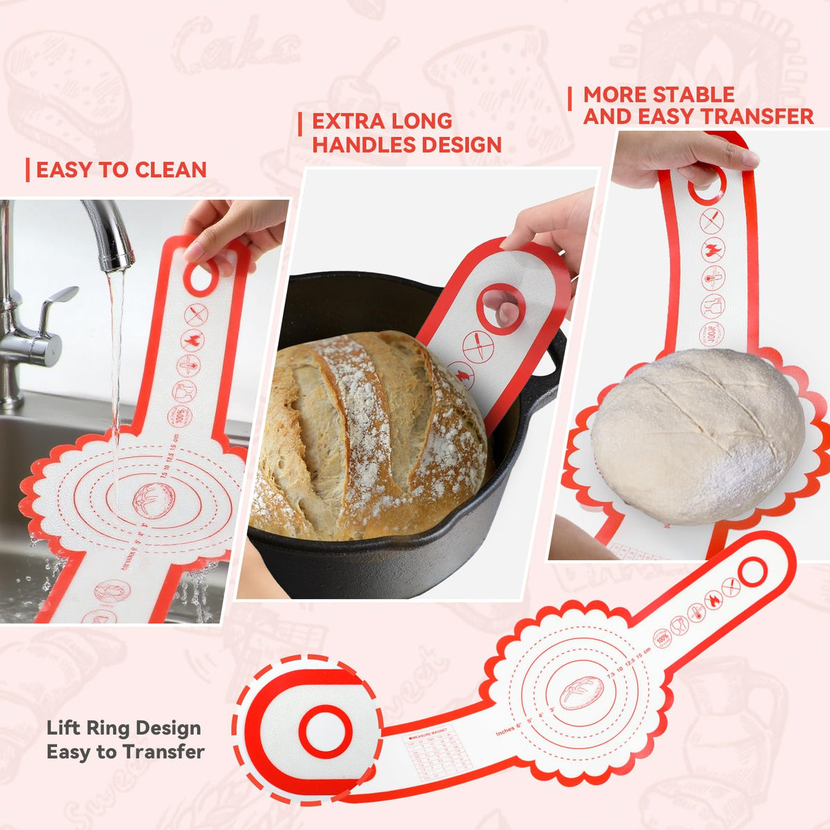 Joyyy natural rattan basket close-up highlighting breathable design and non-stick release.
