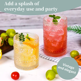 JPPSUJJ Vintage Hobnail Cocktail 12oz glass ideal for entertaining and aperitifs