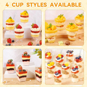 JPPSUJJ round dessert cups with lids for easy grab-and-go parfaits.