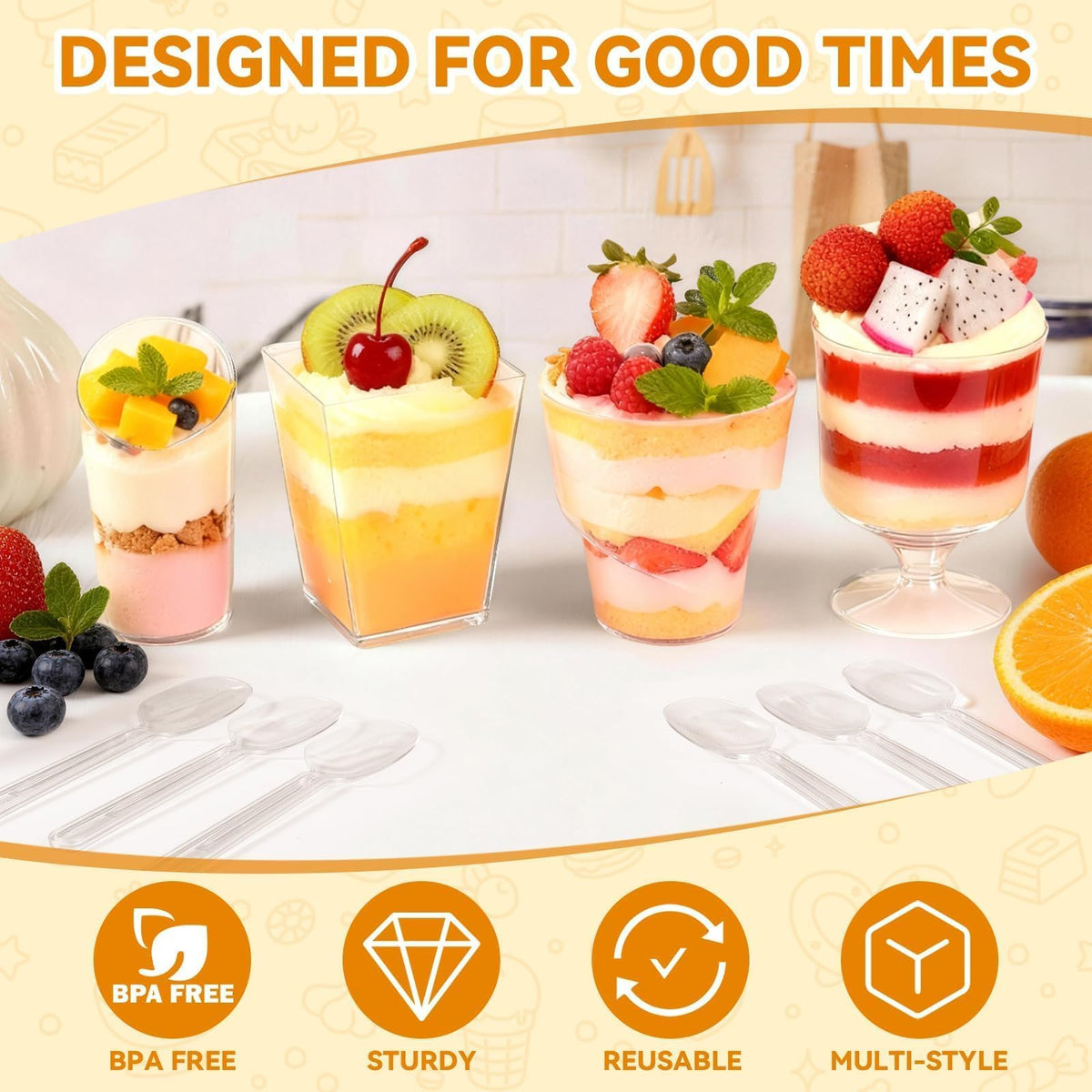JPPSUJJ shooter cups perfect for bite-sized party treats and displays.